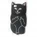 iPhone 6 6s Plus 5.5 - 3D Silicone Cartoon Cute Soft Protective Phone Cover Case - Black Middle Finger Cat